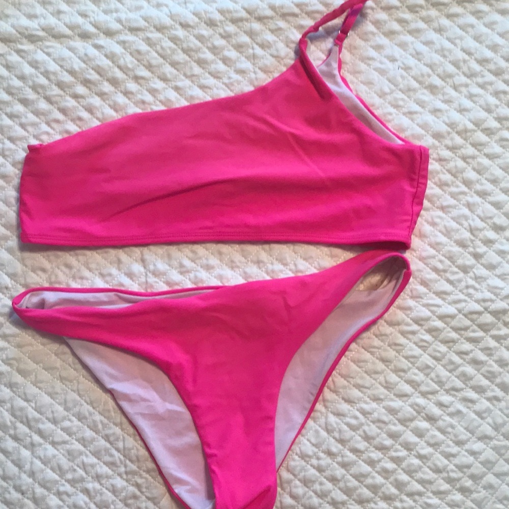 Neon Pink One Shoulder Bikini